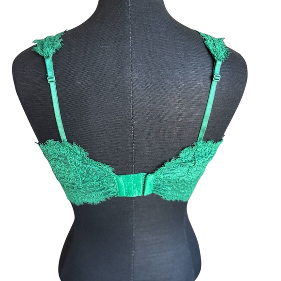 Aerie Bra Vibrant Green Lace Bralette Striped Mesh Scoop Size M - Picture 2 of 10